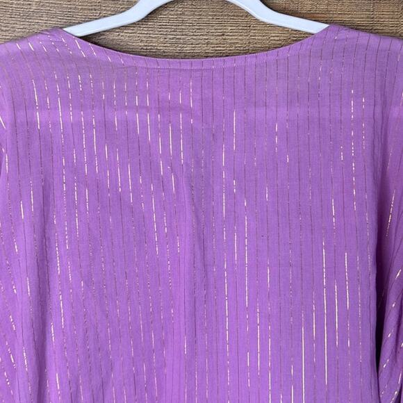 India Collection Emerson Fry Bardot Flowy Peasant Top Pink Lurex Size Large - Picture 8 of 10